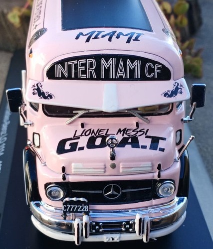 MERCEDES BENZ LO1114 AUTOBÚS ESCALA 1/43 DIECAST MESSI GOAT INTER MIAMI SOCCER CLUB - Imagen 3 de 12