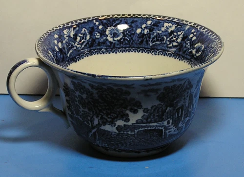 Vintage Burslem Blue & White Transferware Oversized Cup/Soup Bowl Early 1900'S 