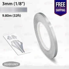 SILVER GRAY 1/8" PIN STRIPE Car Model Motorcycle Decal TAPE Vinyl Sticker 3mm