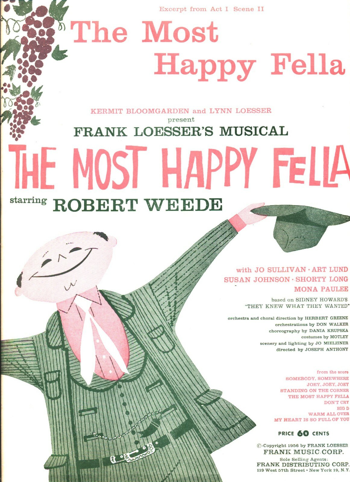THE MOST HAPPY FELLA SHEET MUSIC FROM ACT 1 SCENE 2 PIANO/VOCAL 1956 ...