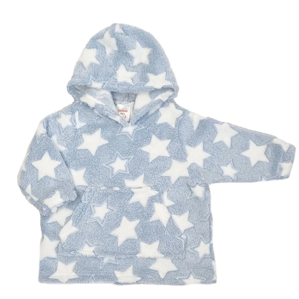 BABY POLAR SUDADERA CON CAPUCHA NIÑOS NIÑAS AZUL ROSA ESTAMPADO CÁLIDO CAPUCHA NATACIÓN TOP Foto 2 de 4