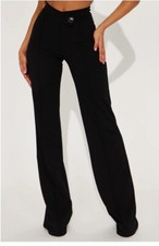 NWT Fashion Nova Call It Even Wide Leg, High Waisted Dress Pants, Black, L Tall