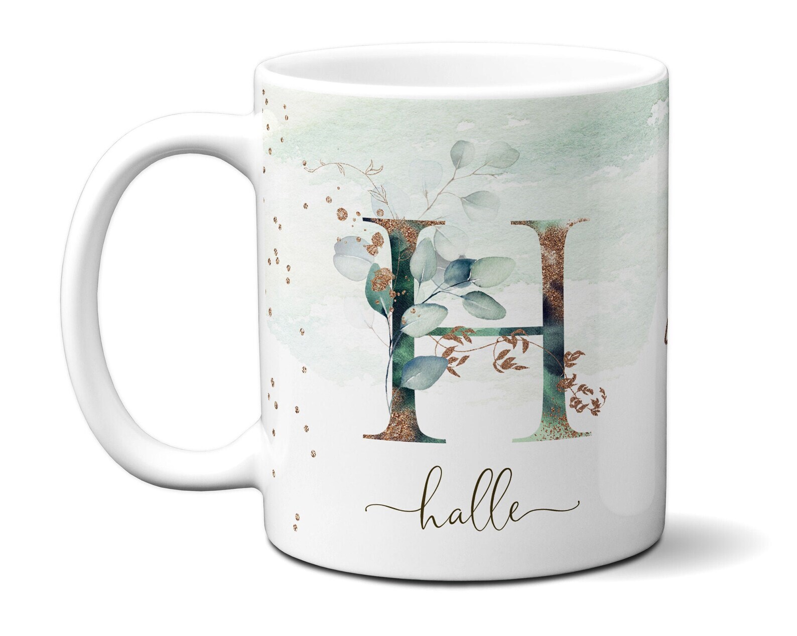 Personalized Floral Initial Mug A to Z for Coffee Tea Hot Chocolate