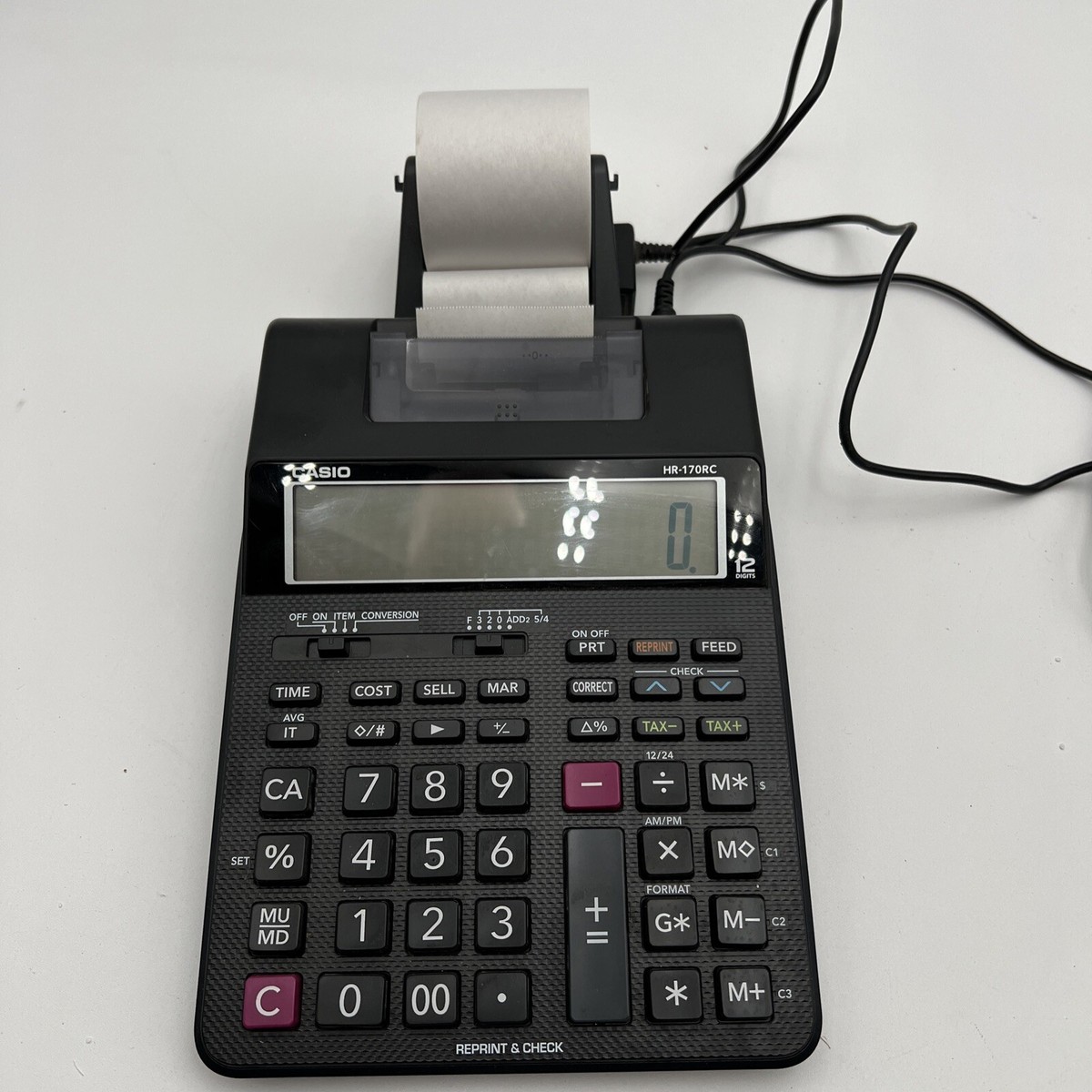 Casio HR-170RC 12-Digit Desktop Printing Calculator BK  6-1/2