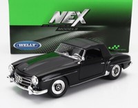 Modellauto Statisch Welly Mercedes 190SL Cabriolet 1955 Schwarz Massstab 1/24