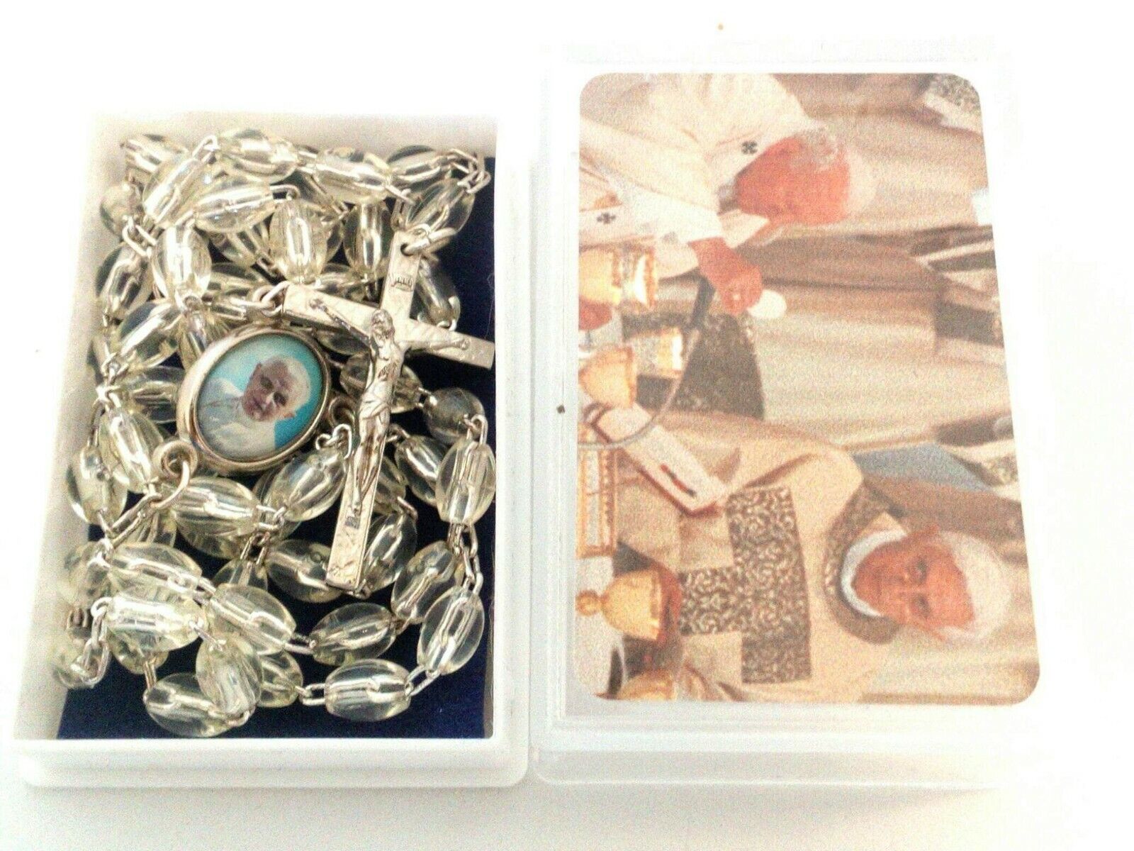 Pope Benedict Rosary Beads and Rosary Box Made in italy - Stamped Italy