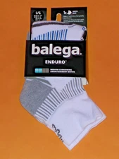 Balega Enduro Medium Cushion Unisex Quarter Socks  Men's Size Large NWT White