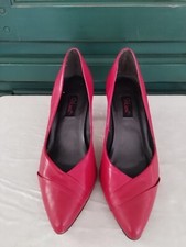 Vtg Nine West Womens 10M Red Leather Classic 3" High Heel Pumps Overlapped Vamp