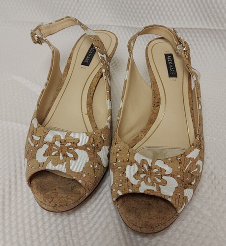 Alex Marie womens shoe cork texture over smooth fabric Unique design/material