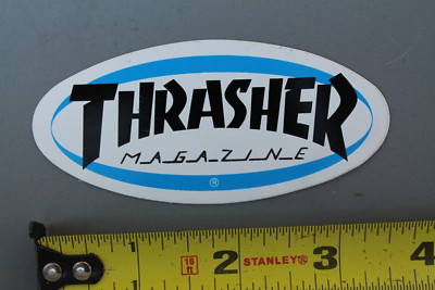 THRASHER Skateboard Magazine Blue White Black GB4 Vintage Skateboarding STICKER