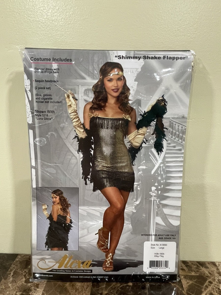 Sexy SHIMMY SHAKE FLAPPER Adult Costume 1920s Dress Halloween LARGE New in  Pack