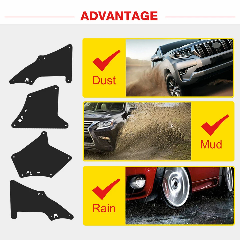 4x Fender Liner MudFlap Splash Guards for Toyota Landcruiser Prado 120 150 03-20 - image 3 of 4