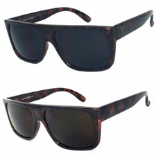 Retro Square Frame Sunglasses Mens Womens Flat Top Square Super Dark Lens