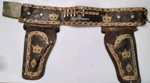 Roy Rogers Double Cap Gun Studded Leather Holsters Vintage 1950's