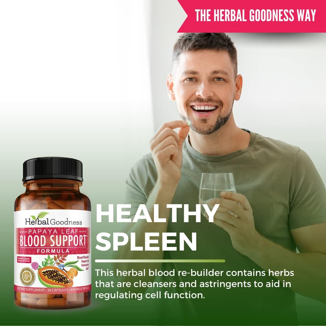 Papaya Leaf Capsules for Blood Support Platelet & Immune Health 30