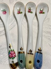 Vtg. Porcelain 5 long Jelly Spoons S/4