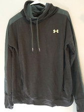 Under Armour Women s Medium Gray Funnel Neck Loose Sweatshirt Pocket Thumb Holes