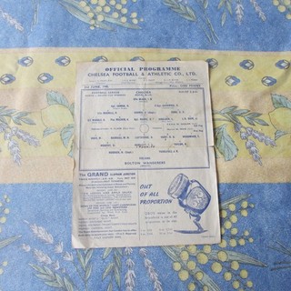 Chelsea v Bolton Football Lge North/South Cup Final 1944/5 Single Sheet