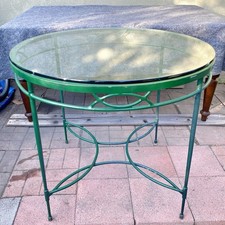 Vintage Salterini Wrought Iron Round Patio Table with Glass Top