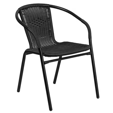 Flash Furniture Tlh-037-Bk-Gg Black Rattan Indoor-Outdoor Stack Chair