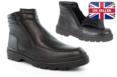 Herren Leder Stiefel Stiefeletten Herren Weit Offen Stiefel Warm Thermo Schulstiefel