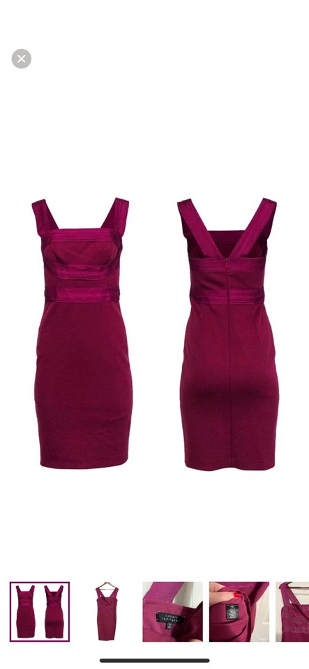 Vestido justo feminino Robert Rodriguez malha dupla gorgorão 6 magenta $385 - Imagem 4 de 4