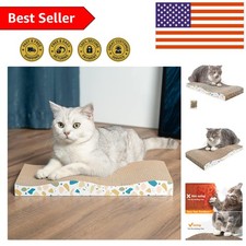Reversible Cat Scratching Board, Wave Flat Shapes - Indoor Fun for Active Cats