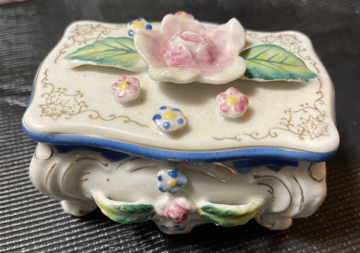 Vintage Occupied Japan Paulex Porcelain Floral Trinket Box | eBay