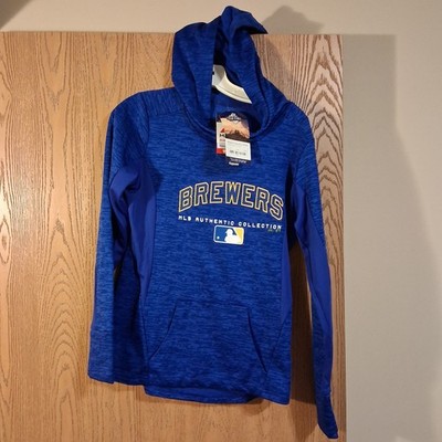 Milwaukee Brewers Majestic Therma Base Fleece Pull Over Hoodie Women's Small NWT