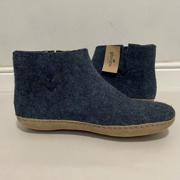 Botas de Lana Glerups Suela de Cuero para Dormir Talla 39/8.5 en Denim NUEVAS Foto 2 de 4