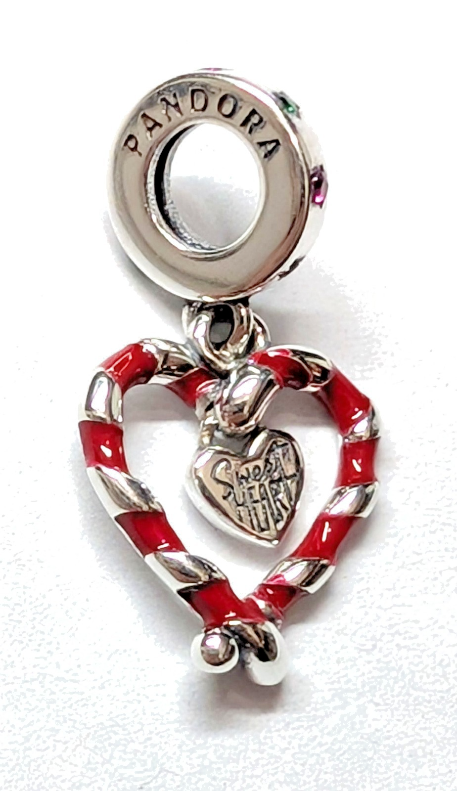 Authentic Pandora Charm, Double Candy Cane Heart, 792822C01, Red Enamel ...