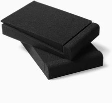 SS5 Studio Monitor Isolation Pads, High-Density Acoustic Foam Tilted Black 