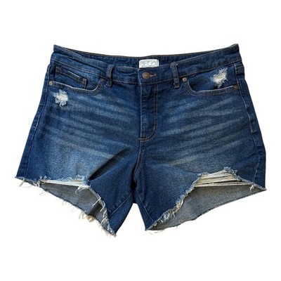 Sofia Vergara Denim Cutoff Shorts Distressed Raw Hem Mid Rise Blue Womens 10