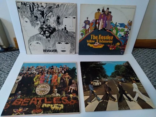 Beatles Lot of 4 Albums - Revolver, Yellow Submarine, Sgt. Pepper, Abbey Road