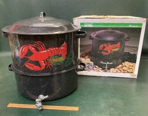 Seafood Steamer Pot Double Steam Speckled Lobster Clam Corn Broth 19 Quart