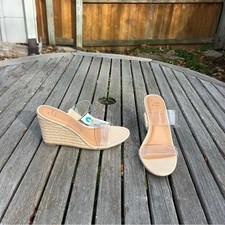 Nwt A New Day Womens Ansel Double Band Open Toe Wedge Heels size 8 summer fall