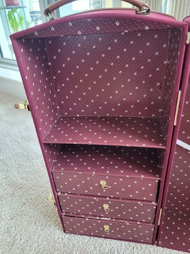 American Girl Samantha Steamer Trunk Closet Doll Case Burgundy Armoire Rare EX - Picture 10 of 23