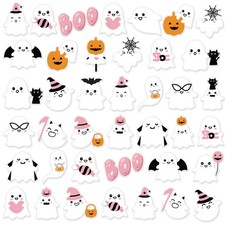 40 Pcs Halloween Ghost Window 9.84 x inches/ 25 x 25 cm, Main White