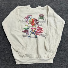 Vintage Sweatshirt Unisex Size XL White Graphic Sneakers USA Made Cotton Blend