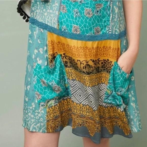 Anthropologie Tiny Boho Scarf Patchwork Printed T… - image 2