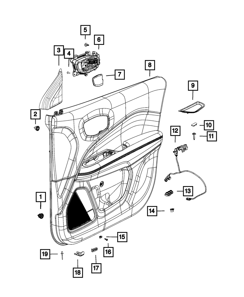 Genuine Mopar Front Door Trim Panel Left 7DW07NCCAB