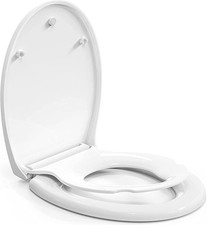 Pipishell Family Toilet Seat Soft Close with Magnetic Child Seat O Shape White