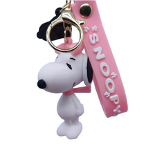 Key Fob 3D Charm Beagle Dog Cartoon Pendant PINK Metal Clip Anime Bag KeyChain