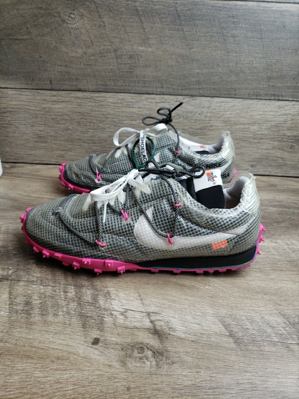 OFF WHITE X NIKE Nike Off White x Waffle Racer Fucsia Retro Sneakers CD8180 001 Donna Taglia 12 5