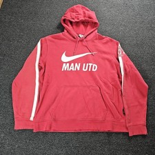 Nike Manchester United Football Hoodie Mens Large Soccer England Y2k Red
