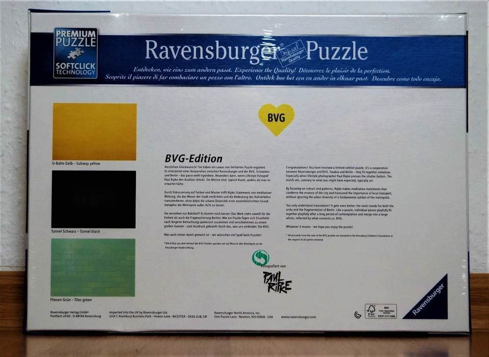 BVG Tunnel Black Ripke Ravensburger Puzzle Limited Edition NEW & Original Packaging - Image 2 of 2