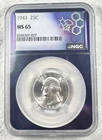 Trader Bea 1943 25C MS 65 Quarter Purple Core 90% Silver Washington Quarter
