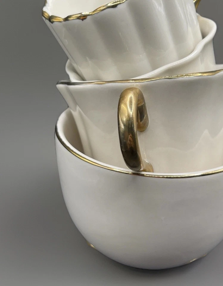 Редкий товар! Фарфоровые мерные чашки Anthropologie для кошек и мышей, набор из 4 золотых - Изображение 3 из 4