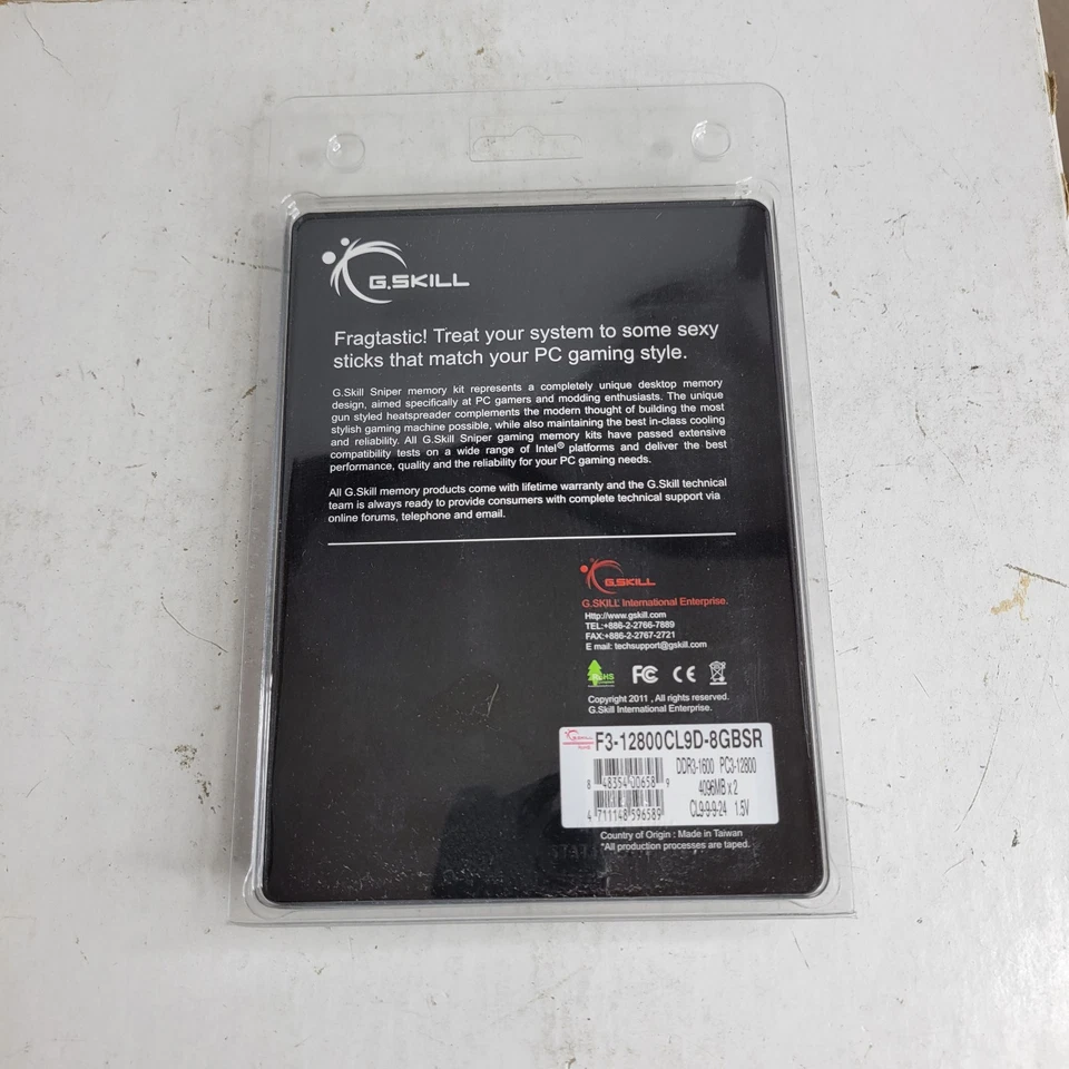 G.Skill Sniper 8GB (2x4GB) RAM PC3-12800 DDR3-1600 SDRAM F3-12800CL9D-8GBSR - Image 3 of 3