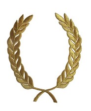 2213 5 1/8" x 5 1/2" Olive Gold Laurel Wreath Embroidery Patch Applique SCA